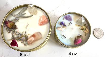 Sagittarius Crystal Candle, Zodiac Candle w/ Gemstones