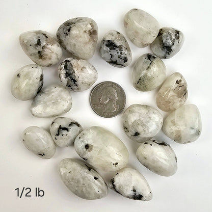 White Moonstone Crystal Tumbled Stones - Medium Size