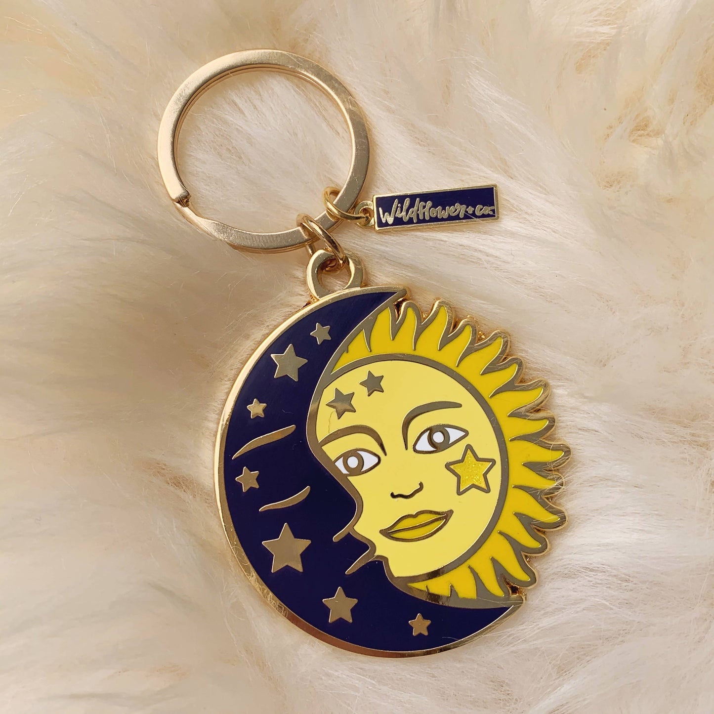 Sun & Moon Enamel Keychain - Stocking Stuffer