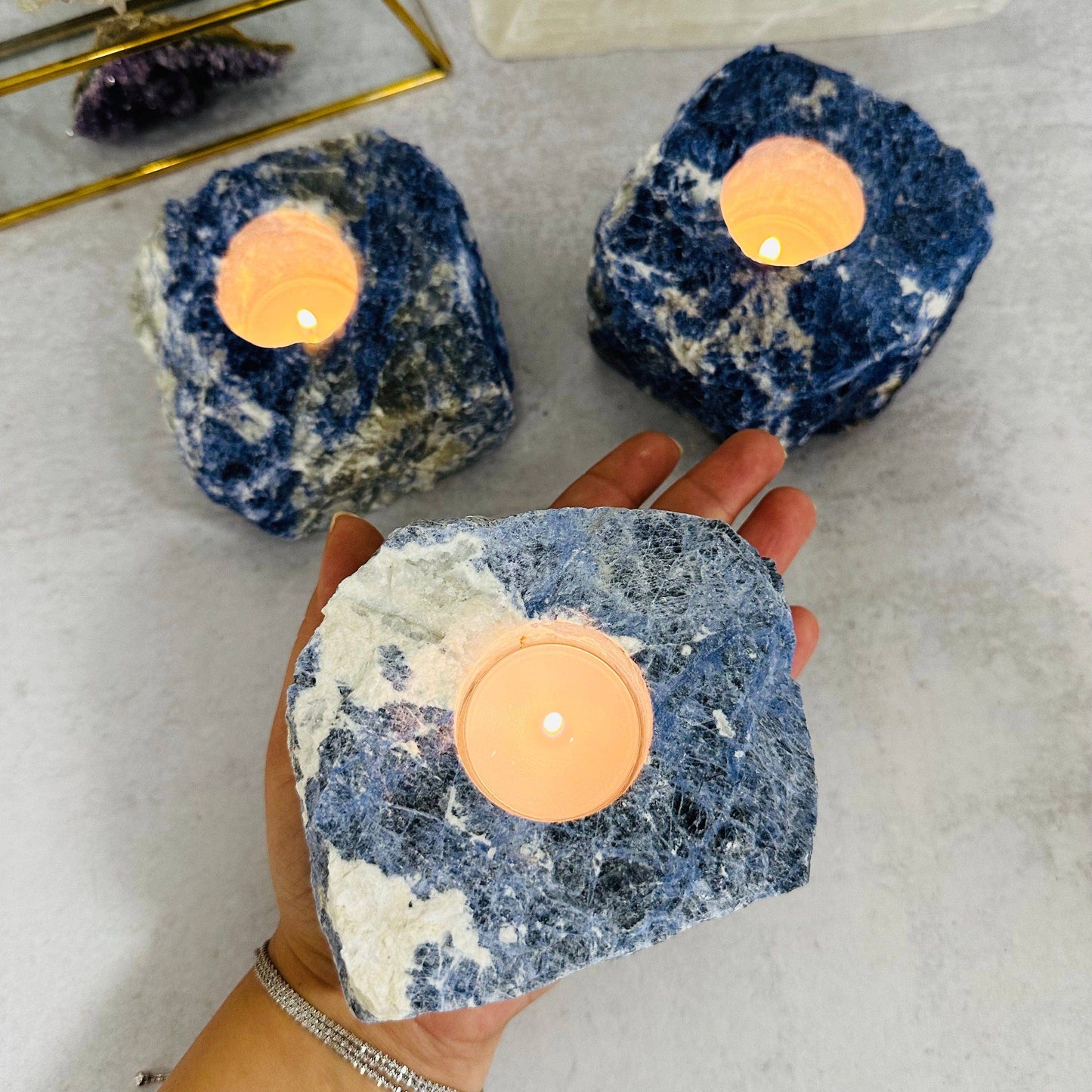 Sodalite Candle Holder - Crystal Candle Tea Light