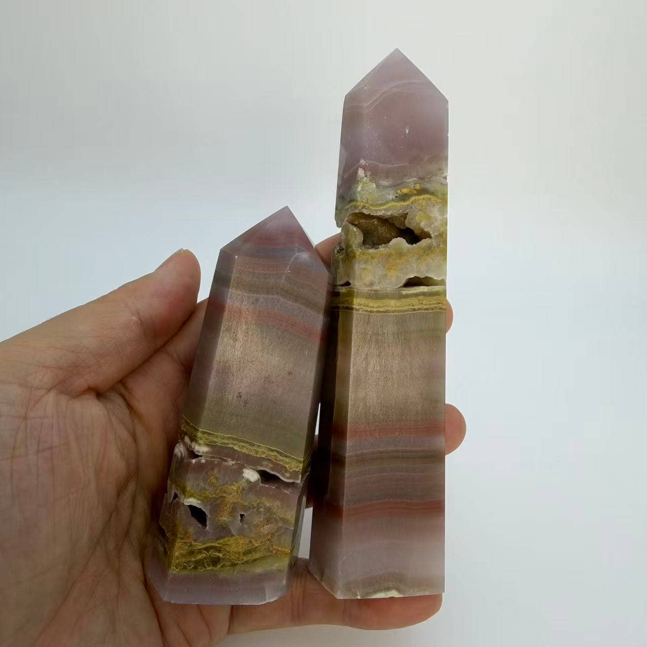 Pink Banded Calcite & Agate Towers - 3 per lot Size Options