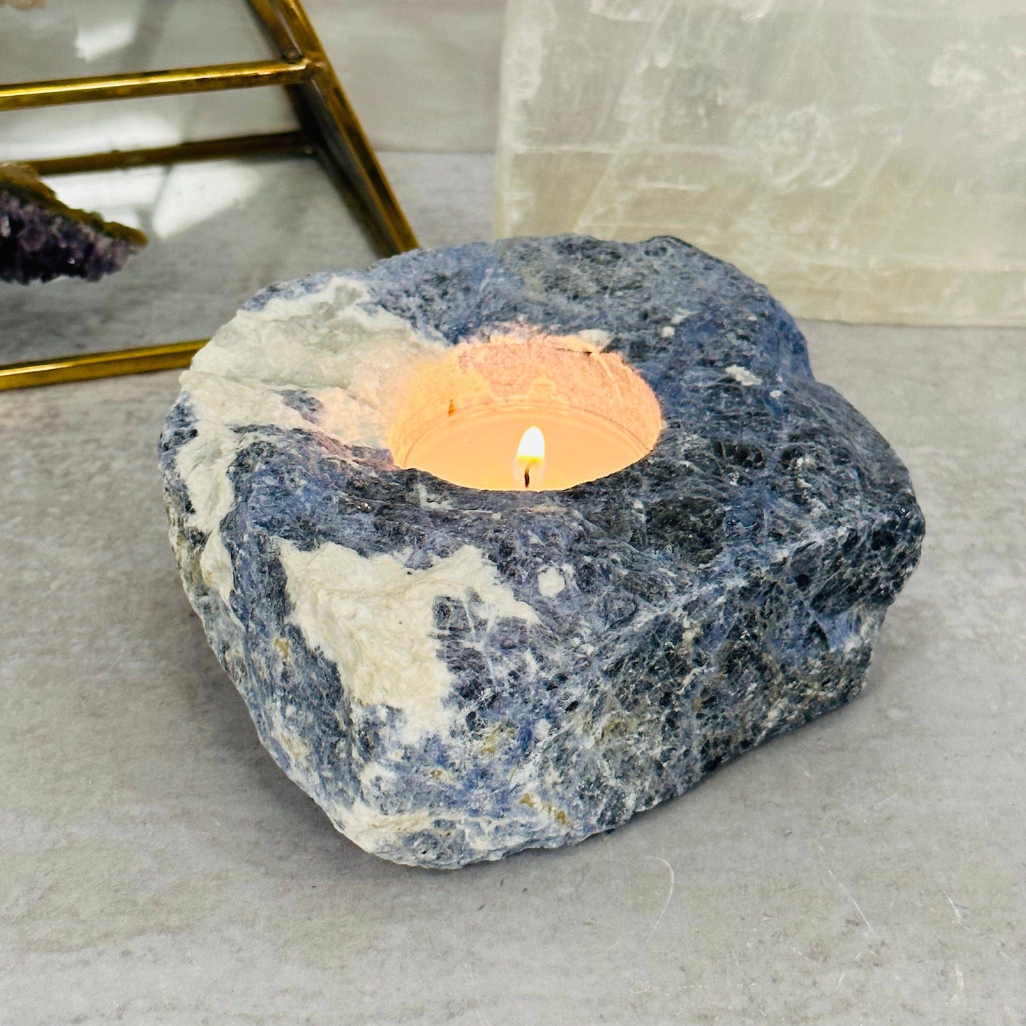 Sodalite Candle Holder - Crystal Candle Tea Light