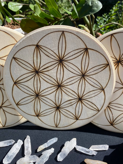 Hand Burned Crystal Grid Collection-Flower of Life variation