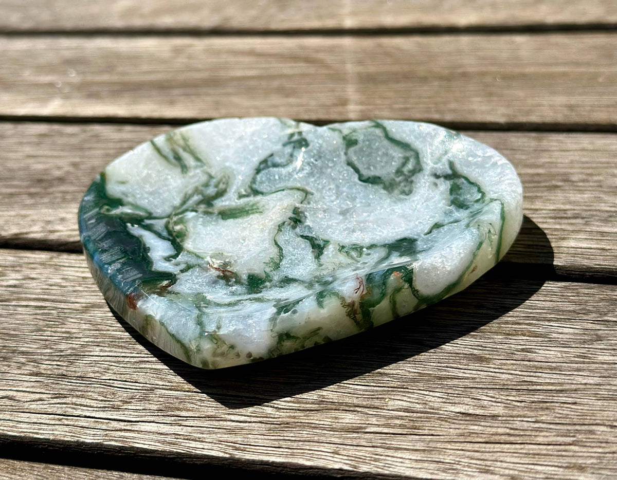 Wholesale Moss Agate Heart Bowl