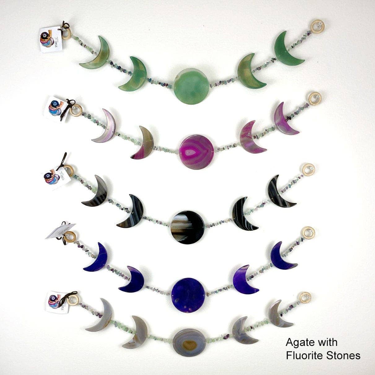 Crystal Agate Moon Phase Horizontal Wall Hangings