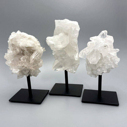 Crystal Quartz Cluster on Metal Stand