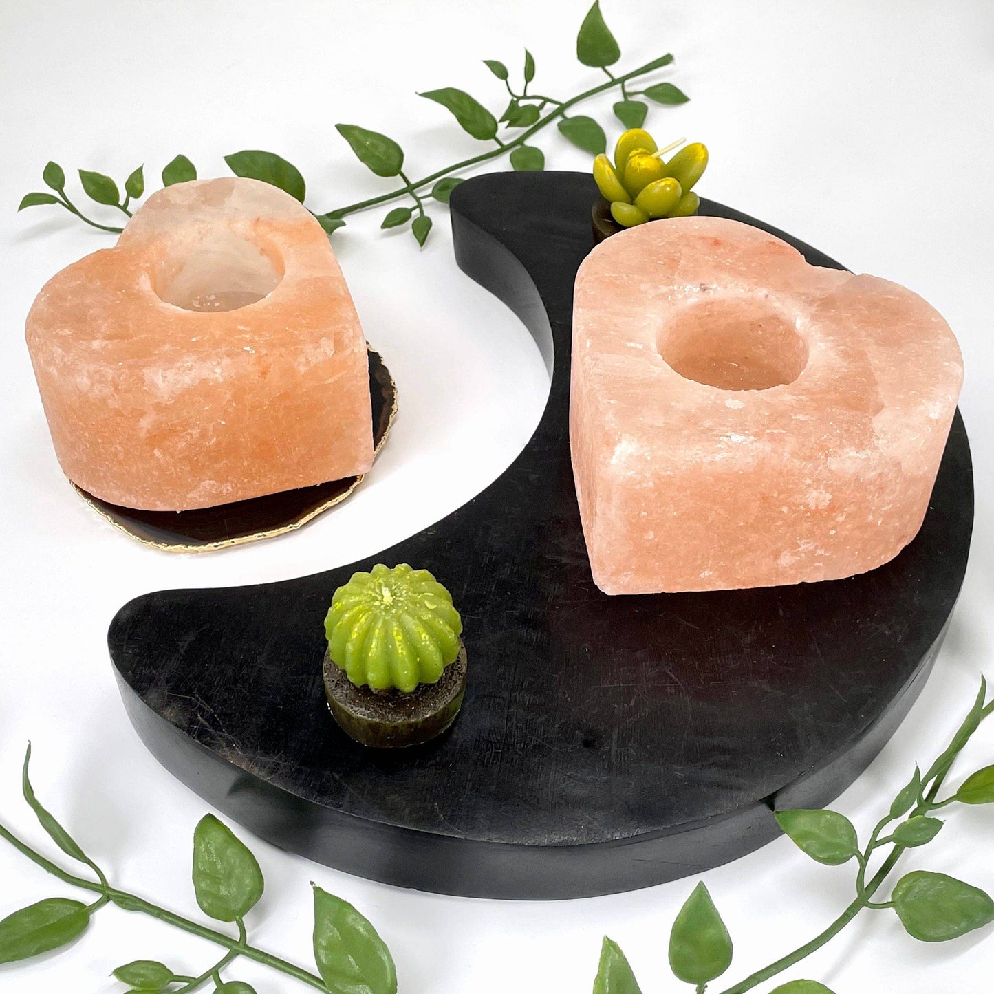 Crystal Himalayan Salt Orange Heart Candle Holder