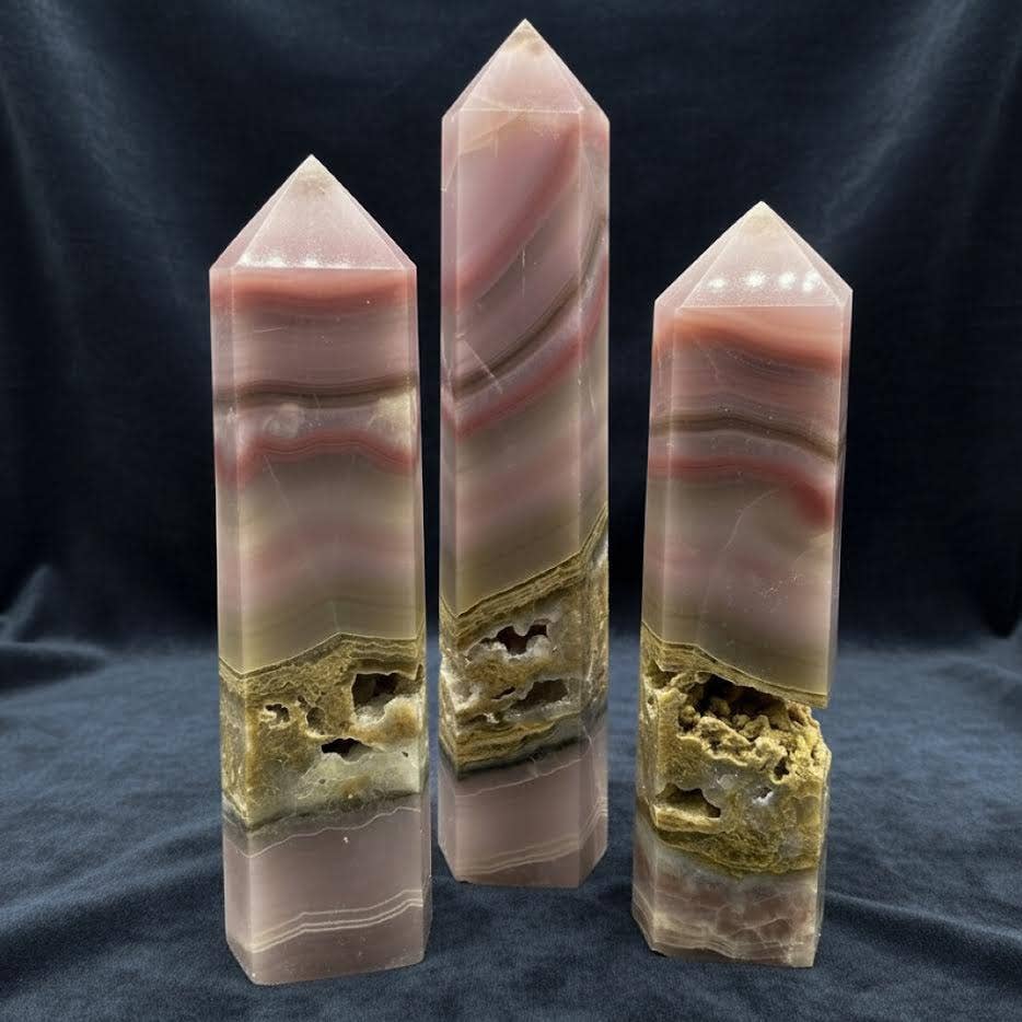 Pink Banded Calcite & Agate Towers - 3 per lot Size Options