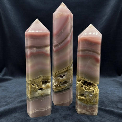 Pink Banded Calcite & Agate Towers - 3 per lot Size Options