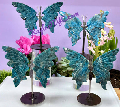 Wholesale Lot 4 Pcs Natural Apatite butterfly Crystal 