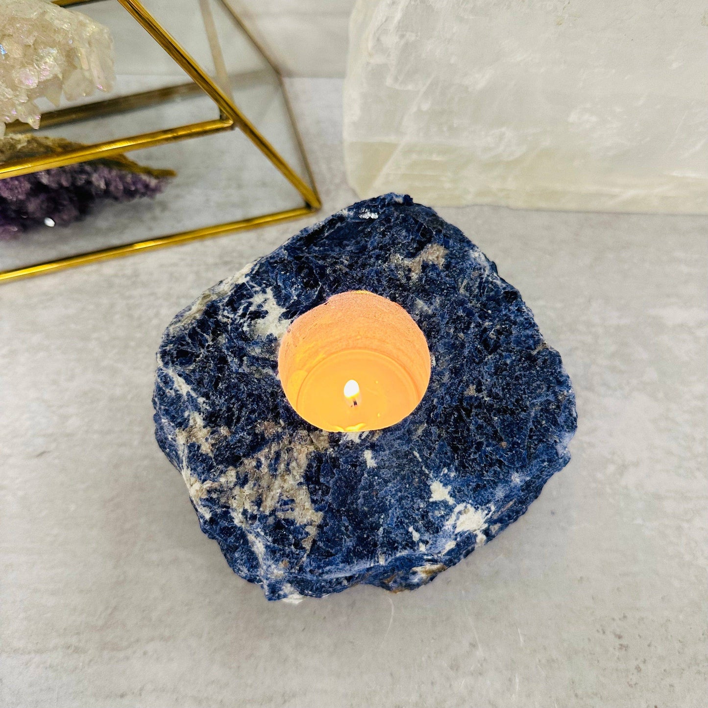 Sodalite Candle Holder - Crystal Candle Tea Light