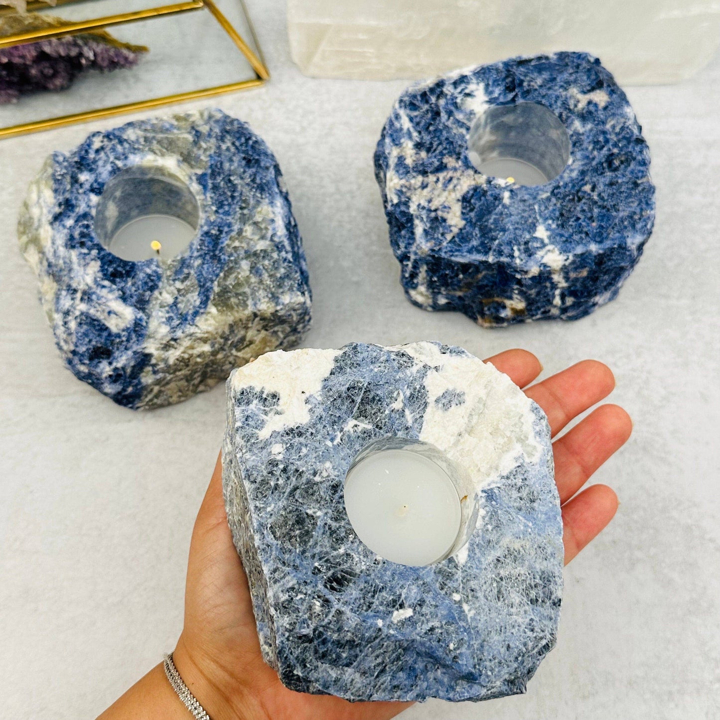 Sodalite Candle Holder - Crystal Candle Tea Light