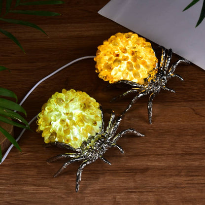 Crystal Spider Lamp – Citrine (3-Color Light Glow)
