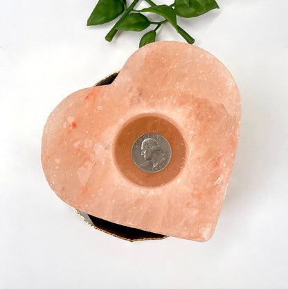 Crystal Himalayan Salt Orange Heart Candle Holder