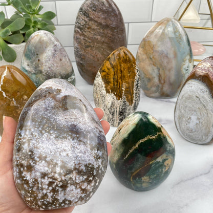 Crystal Ocean Jasper Polished Cut Base