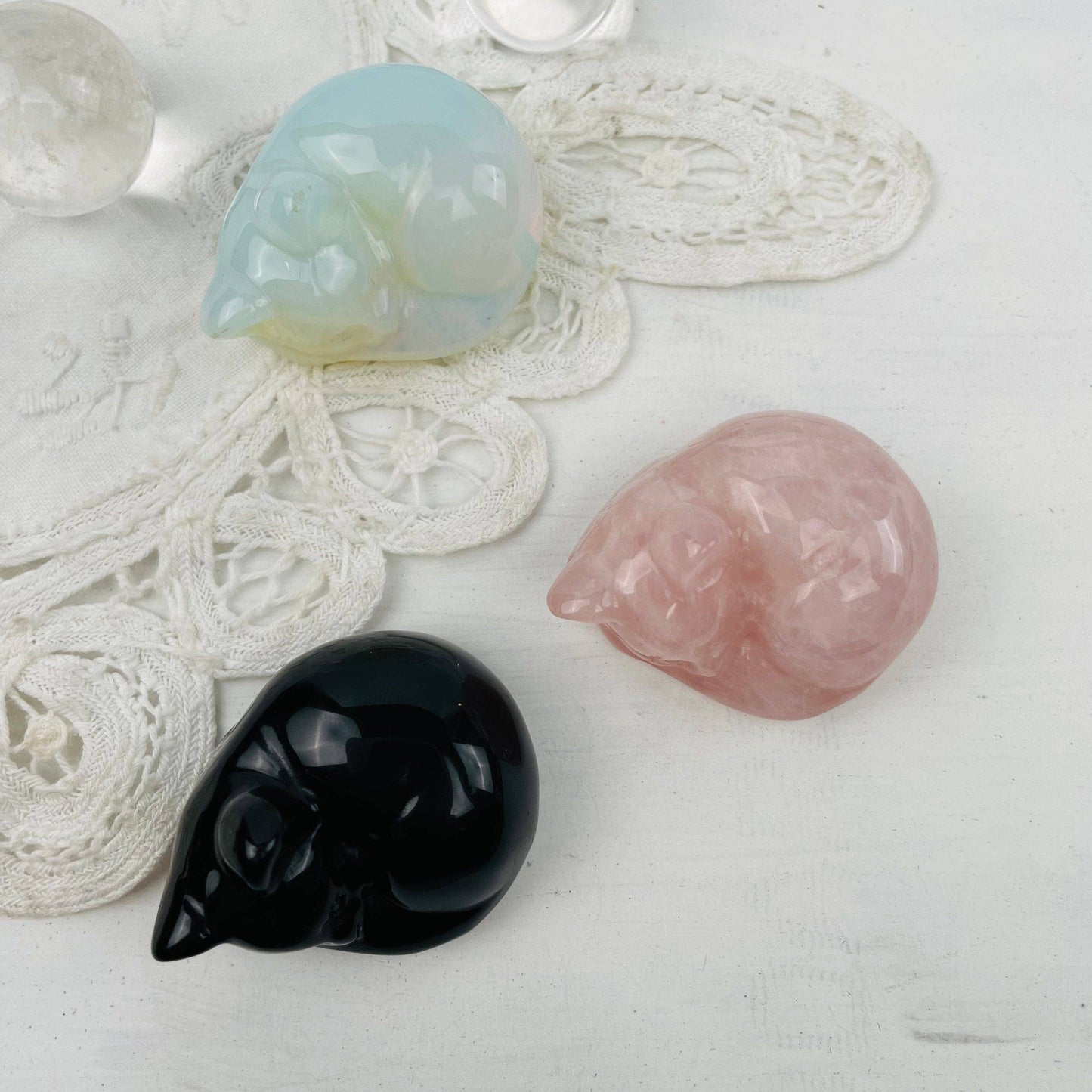 Crystal Gemstone Sleeping Cats