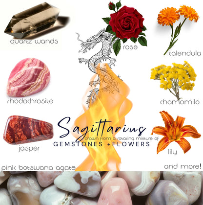 Sagittarius Crystal Candle, Zodiac Candle w/ Gemstones