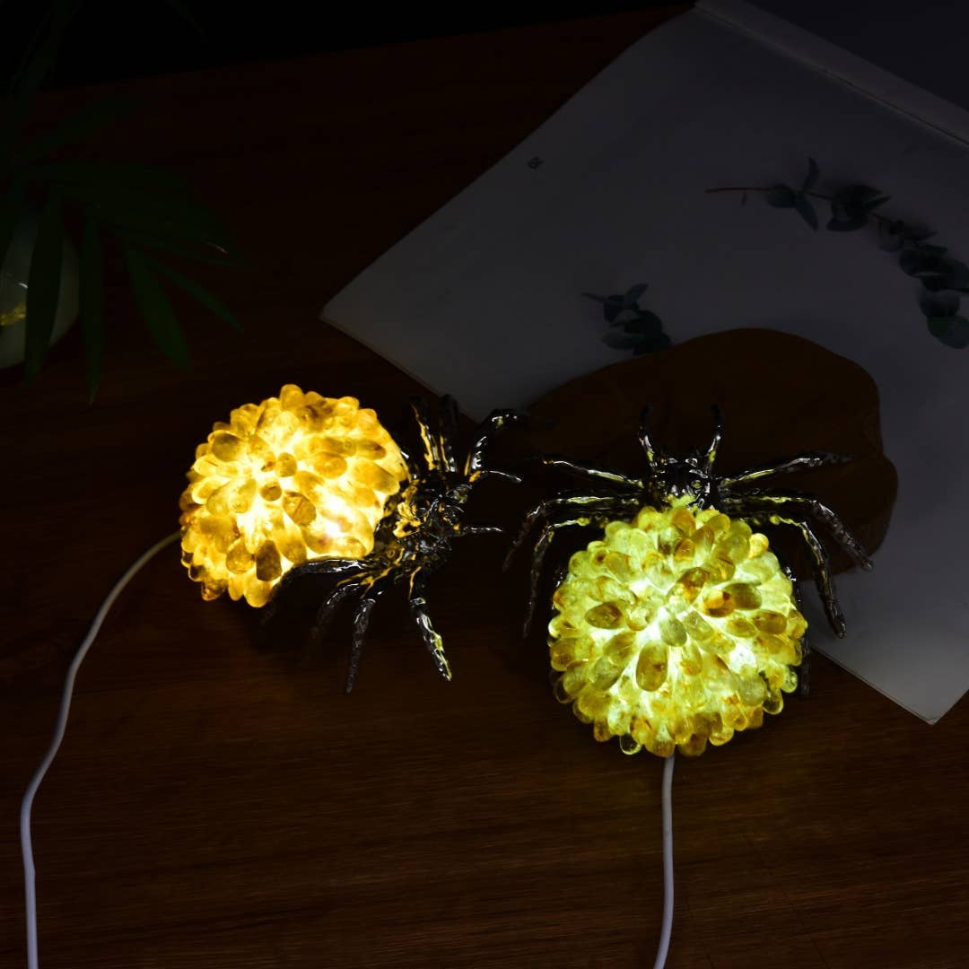 Crystal Spider Lamp – Citrine (3-Color Light Glow)