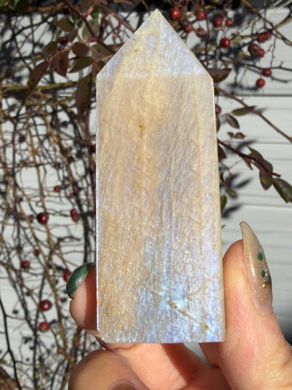  2 lb Natural Moonstone Tower Obelisk Point Wand