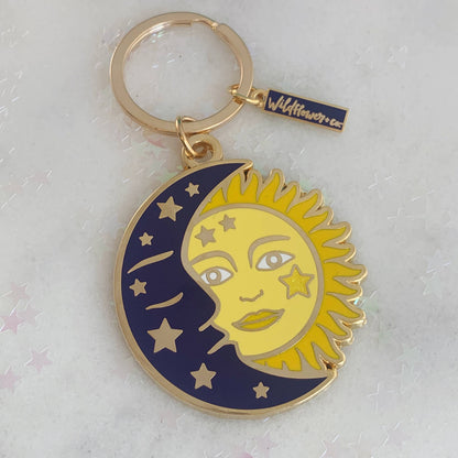 Sun & Moon Enamel Keychain - Stocking Stuffer