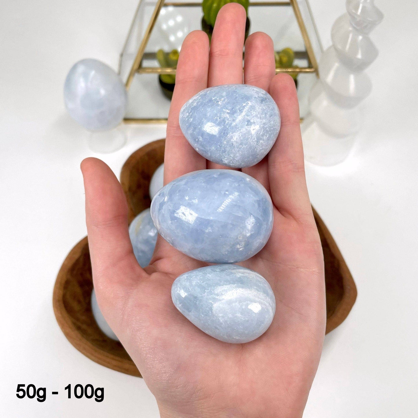 Crystal Blue Calcite Polished Eggs - Easter Gift Idea