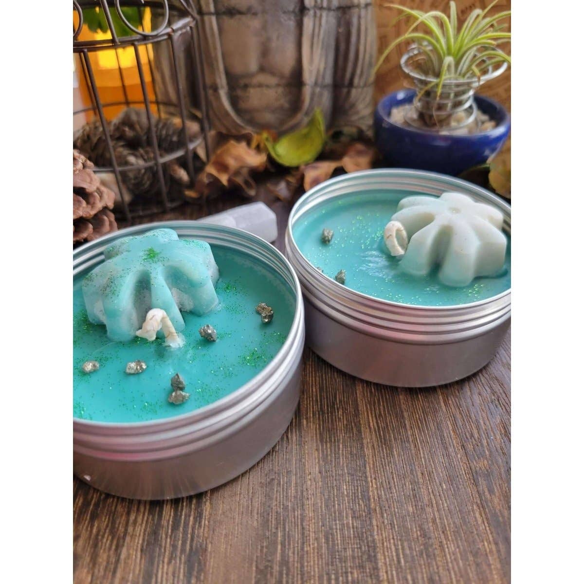 Soy Candles with Crystal chips, Aromatherapy, 4oz/Candle